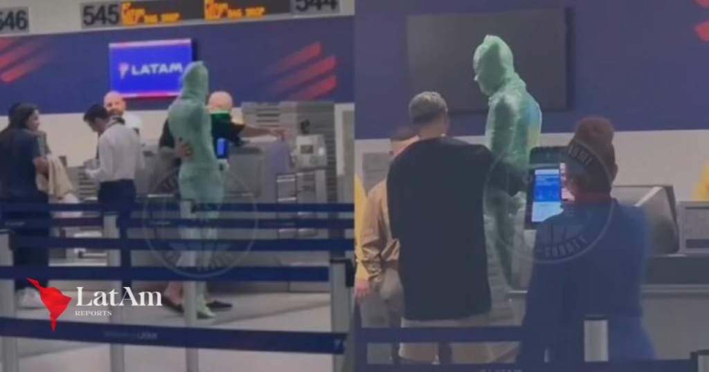 Homem enrolado em plástico tenta se despachar no aeroporto de Miami