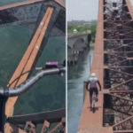 Diego Magno desafia os limites em ponte ferroviária em Três Lagoas