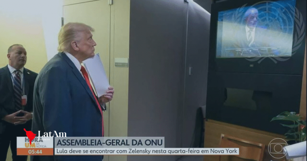 ONU divulga foto de Trump assistindo ao discurso de Lula na Assembleia Geral
