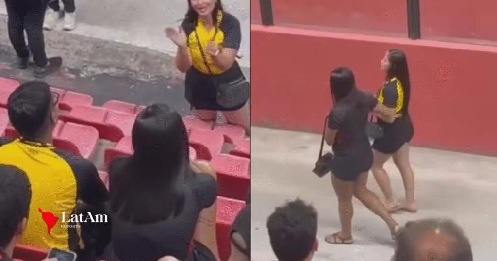 Torcedora do Sport flagra traição no estádio e deixa jogo ao lado da amante do companheiro