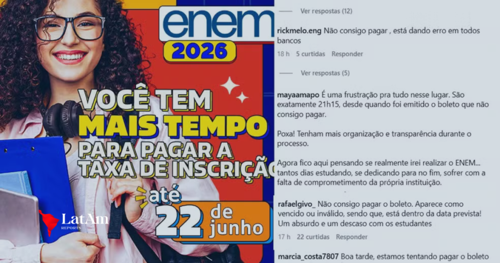 Enem 2026: candidatos relatam falha no pagamento da taxa mesmo dentro do prazo